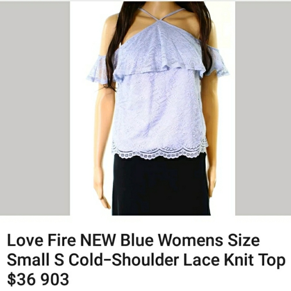 LOVE, FIRE lace halter top w partial sleeves - Picture 5 of 7